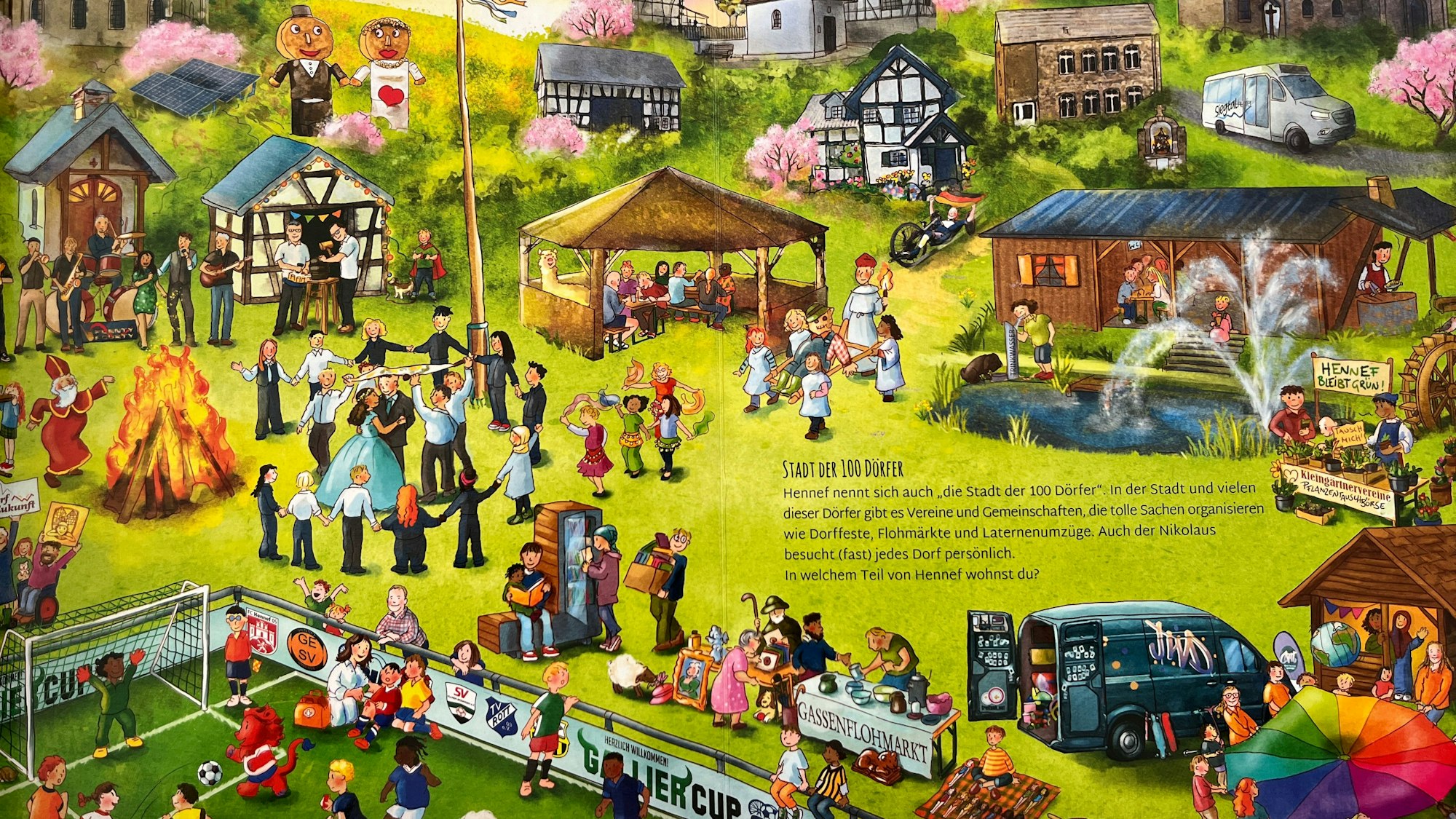 Dem Leben in den Dörfern und den Vereinen ist eine eigene Doppelseite gewidmet.