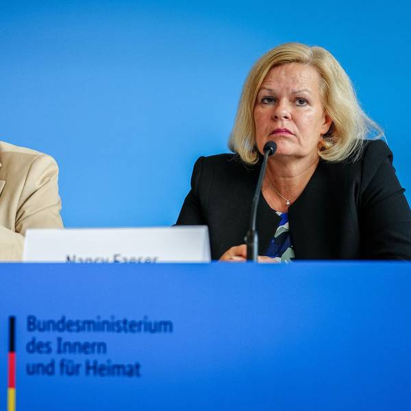 Nancy Faeser (SPD), Bundesministerin für Inneres und Heimat, und Marco Buschmann (FDP), Bundesminister der Justiz, stellen ein Sicherheitspaket nach der Messerattacke von Solingen vor.