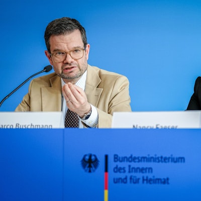 Nancy Faeser (SPD), Bundesministerin für Inneres und Heimat, und Marco Buschmann (FDP), Bundesminister der Justiz, stellen ein Sicherheitspaket nach der Messerattacke von Solingen vor.