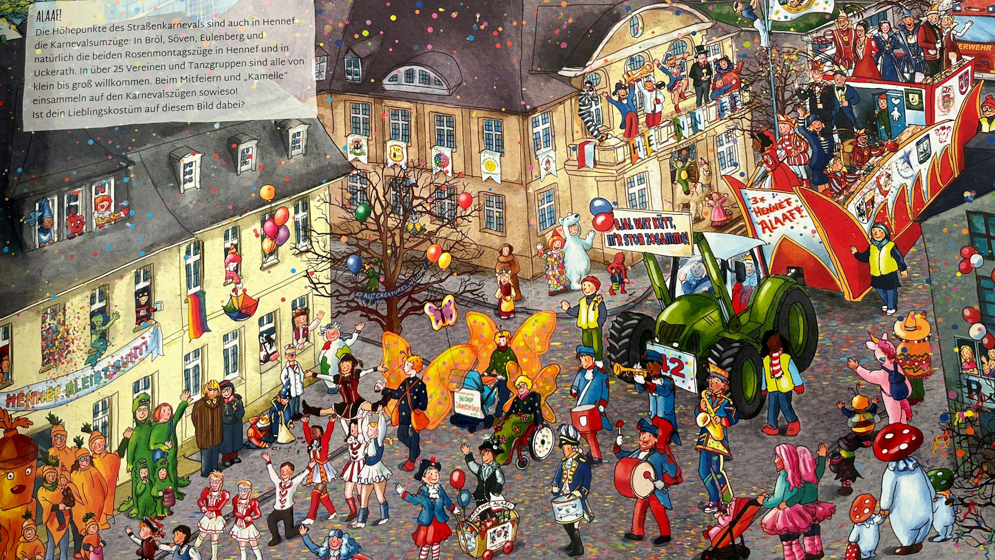 Auf der Karnevalsseite ziehen die Gesellschaften über die Frankfurter Straße.