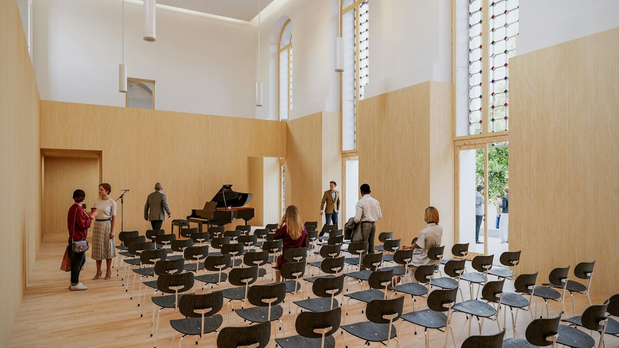 Die Grafik zeigt, wie der große Saal künftig aussehen soll.