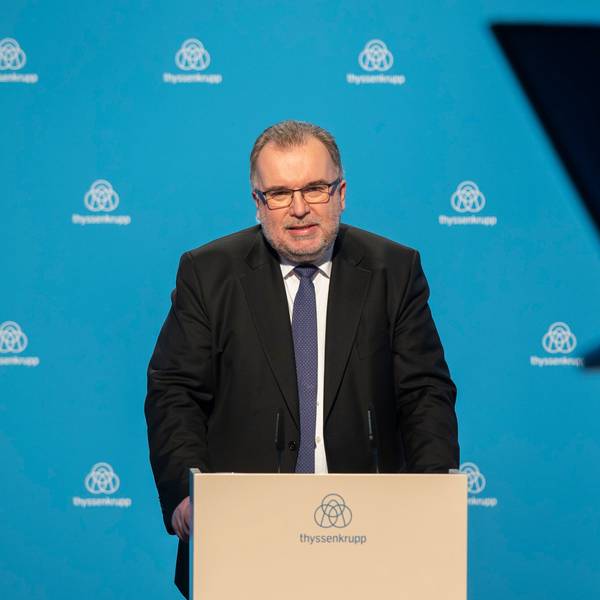 Siegfried Russwurm, Vorsitzender des Aufsichtsrats der Thyssenkrupp AG, spricht bei einer Hauptversammlung.