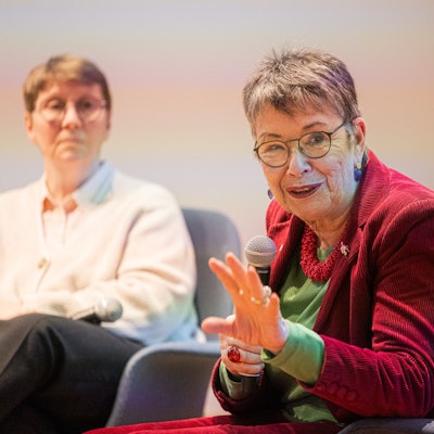 Barbara Schock-Werner spricht in ein Mikro.