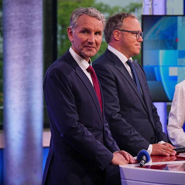 Hat er wirklich Grund zur Freude? Der thüringische CDU-Chef Mario Voigt nach der Wahl mit AfD-Landeschef Björn Höcke und Katja Wolf, der Spitzenkandidatin des Bündnis Sahra Wagenknecht (BSW).