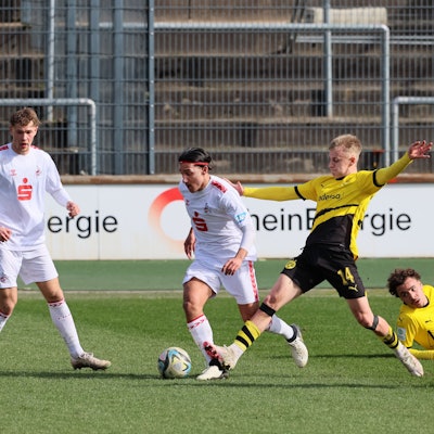 1.FC Köln U19 vs. Borussia Dortmund, A Junioren Bundesliga West, am Ball: Abdul Malik Yilmaz (1.FC Köln), 10.03.2024, Bild: Herbert Bucco