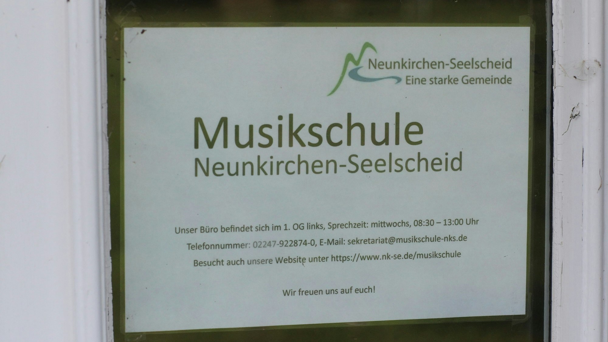 Schild der Musikschule in Neunkirchen-Seelscheid.