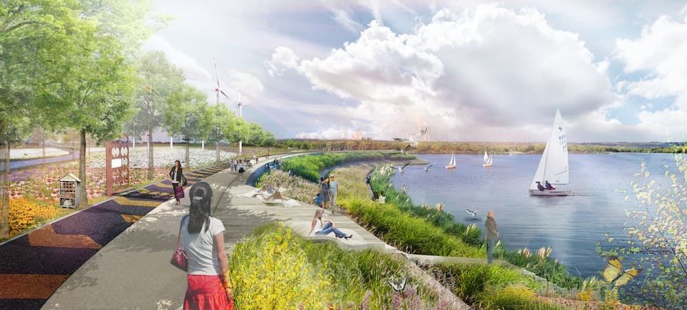 Der Tagebausee Garzweiler wird ab 2036 befüllt. An seinen Rändern soll sich die IGA ausbreiten.