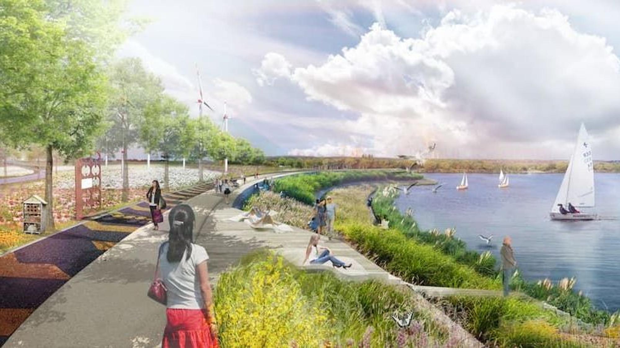 Der Tagebausee Garzweiler wird ab 2036 befüllt. An seinen Rändern soll sich die IGA ausbreiten.