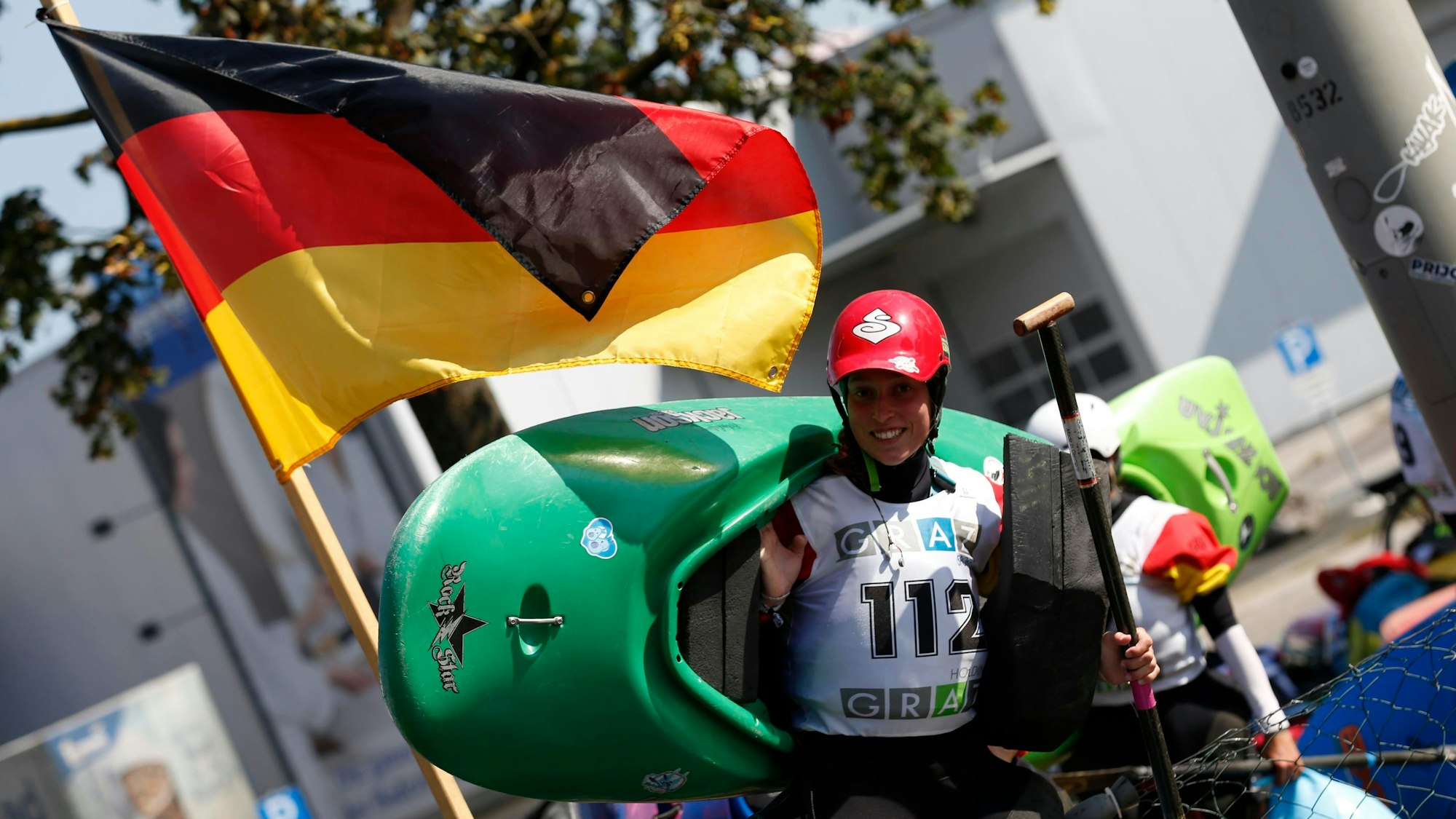 Die Porzer Kanuti Naya Daruwala bei der Europameisterschaft in Graz.