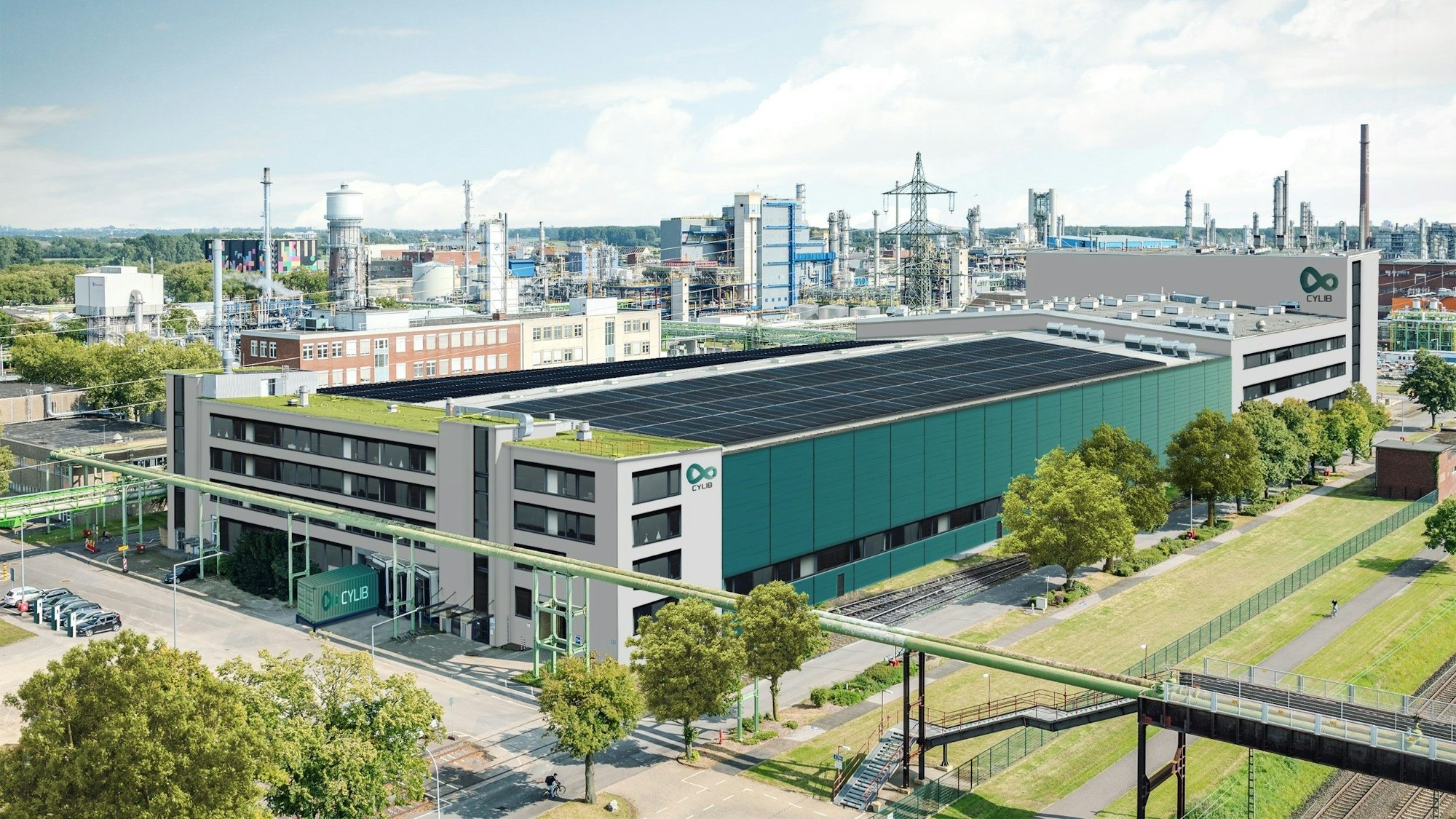 Ein Entwurf zeigt das Batterie-Recycling-Center im Chempark Dormagen.