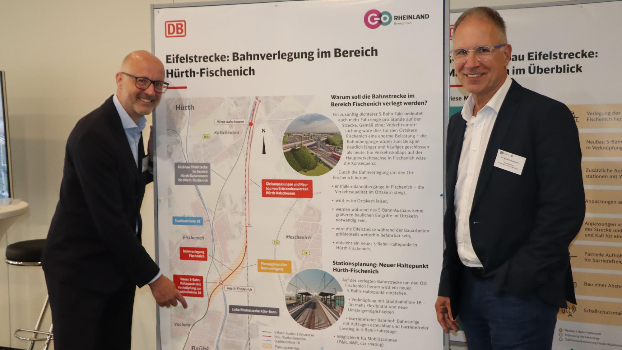 Jens Schäfer (l.) von der Deutschen Bahn und Dr. Norbert Reinkober von Go Rheinland stellten das Projekt vor.