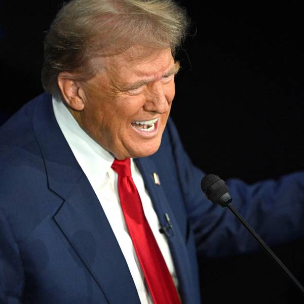 Donald Trump beim TV-Duell mit Kamala Harris. Auch das Auswärtige Amt reagierte auf die Debatte in den USA.