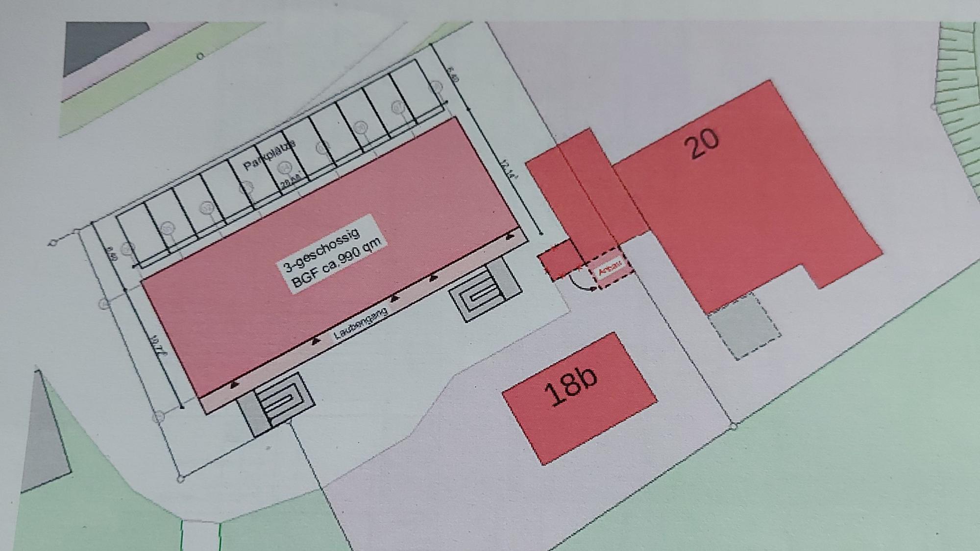 Planentwurf für ein Flüchtlingsheim.