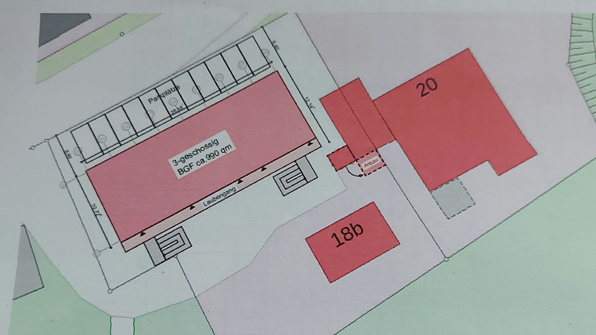 Planentwurf für ein Flüchtlingsheim.