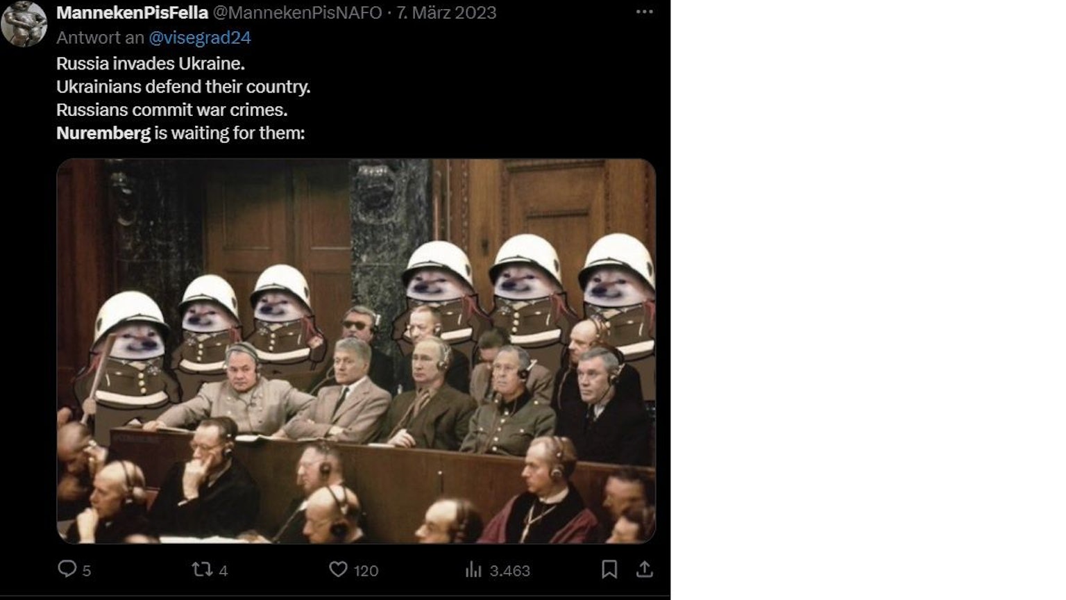 Internet-Meme: Russische Politiker vor dem Nürnberger Militärtribunal