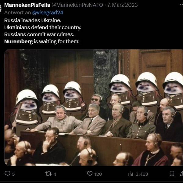 Internet-Meme: Russische Politiker vor dem Nürnberger Militärtribunal