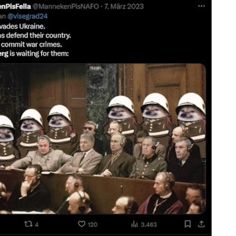 Internet-Meme: Russische Politiker vor dem Nürnberger Militärtribunal