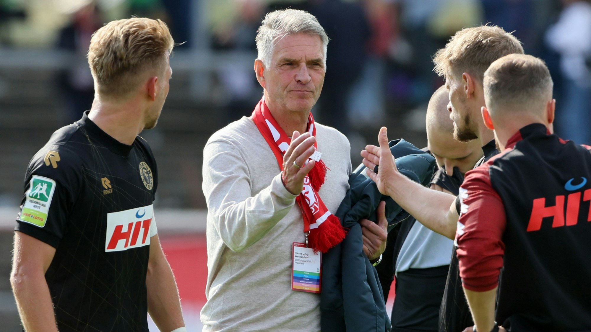 SC Fortuna Köln vs. MSV Duisburg, 4.Liga,
2. von links: Hanns-Jörg Westendorf (Fortuna), 14.09.2024, Bild: Herbert Bucco