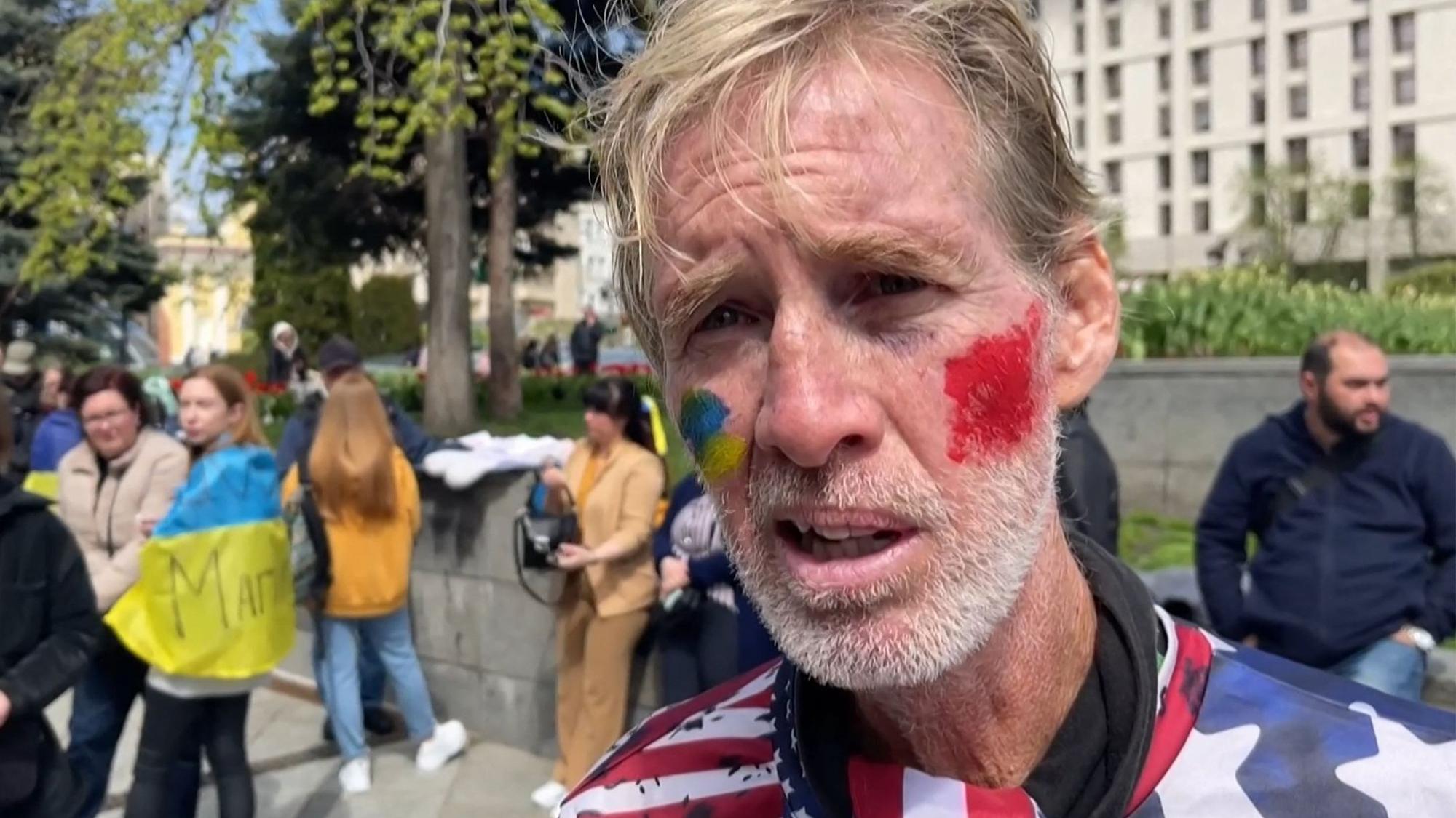 TOPSHOT - This screengrab taken from AFPTV on September 16, 2024 shows Ryan Wesley Routh speaking during an interview at a rally to urge foreign leaders