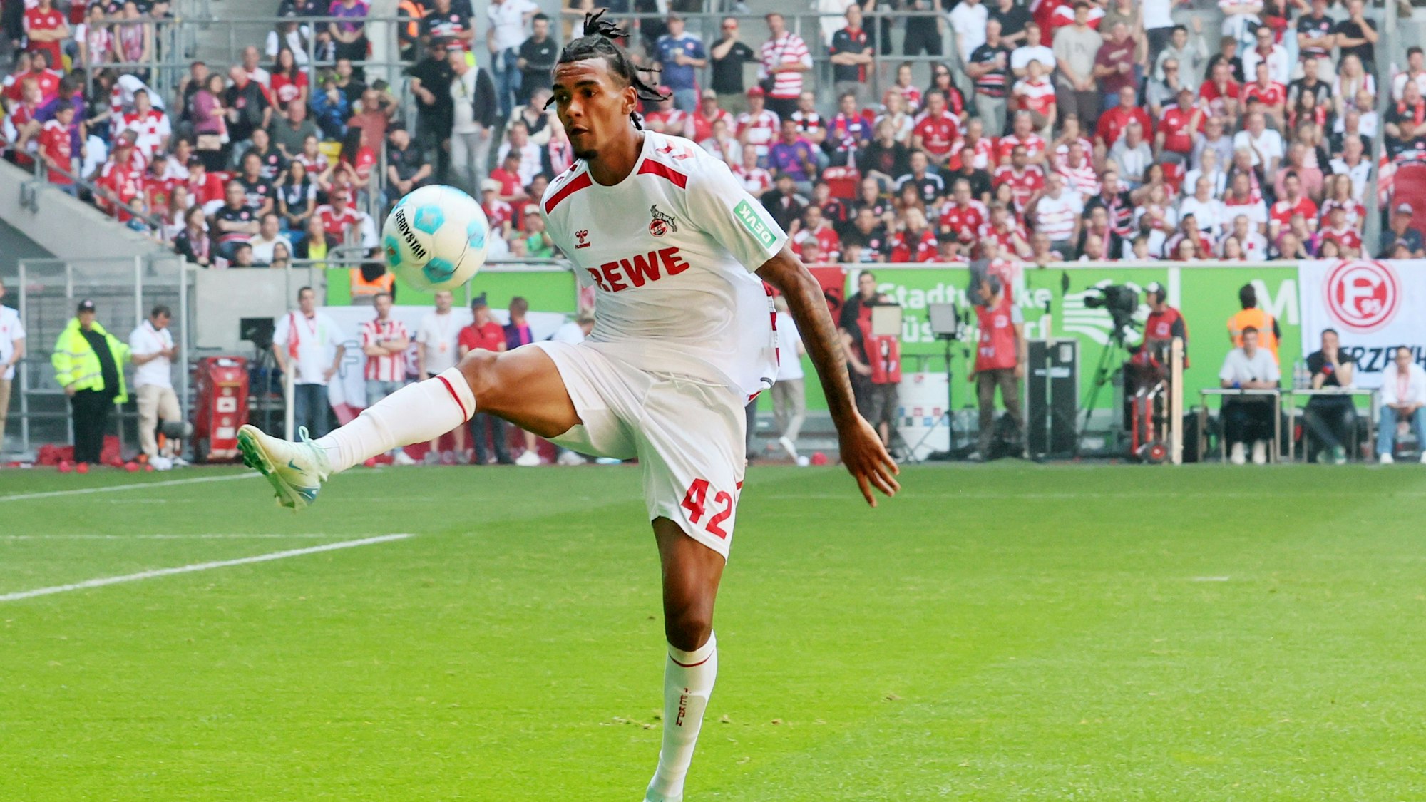 Fortuna Düsseldorf vs. 1. FC Köln, 6. Spieltag, 21.09.2024, 13.00 Uhr, Damion Downs (1. FC Köln), Bild: Herbert Bucco