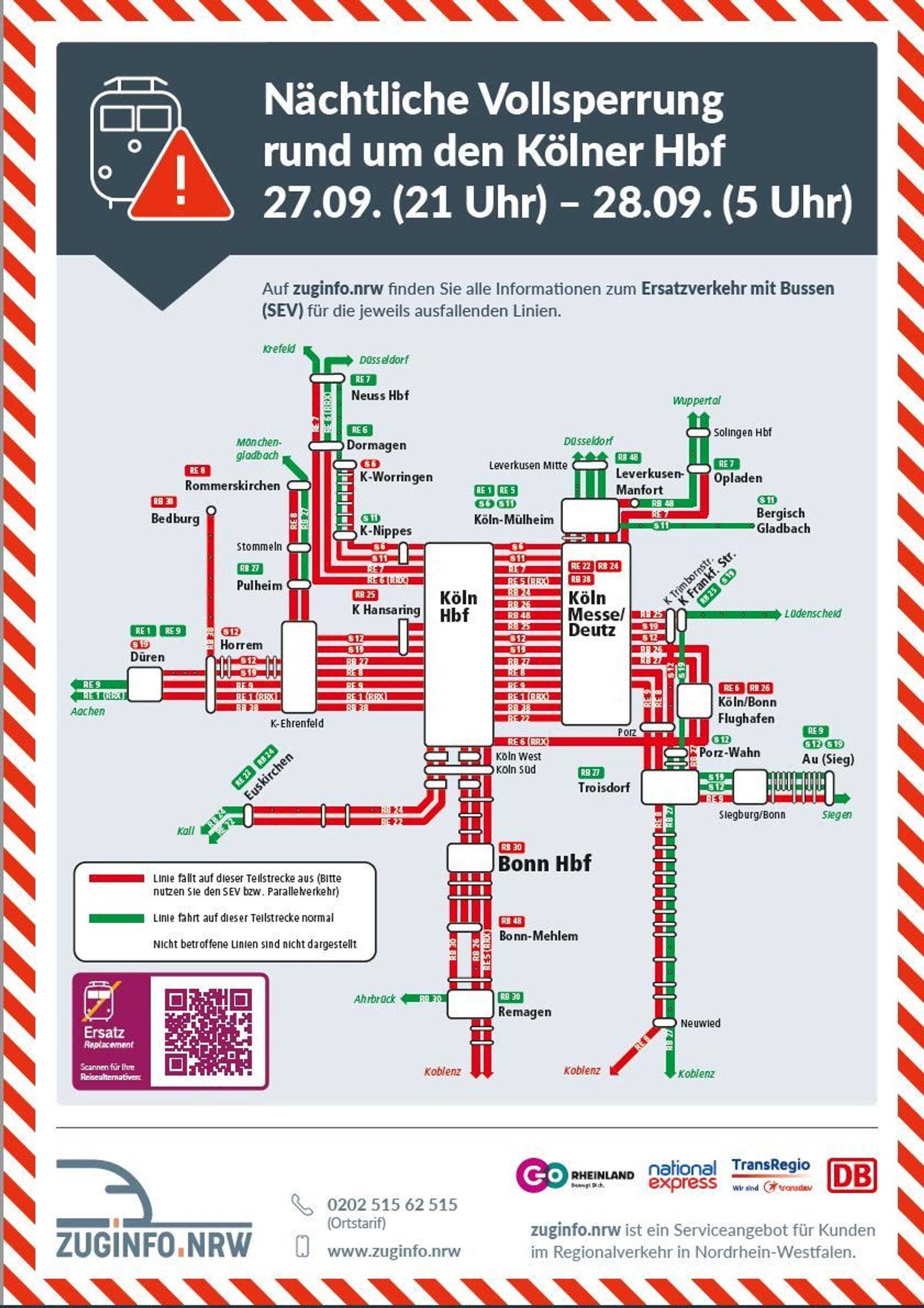 Sperrung des Kölner Hauptbahnhofs am 27./28.9.2024
