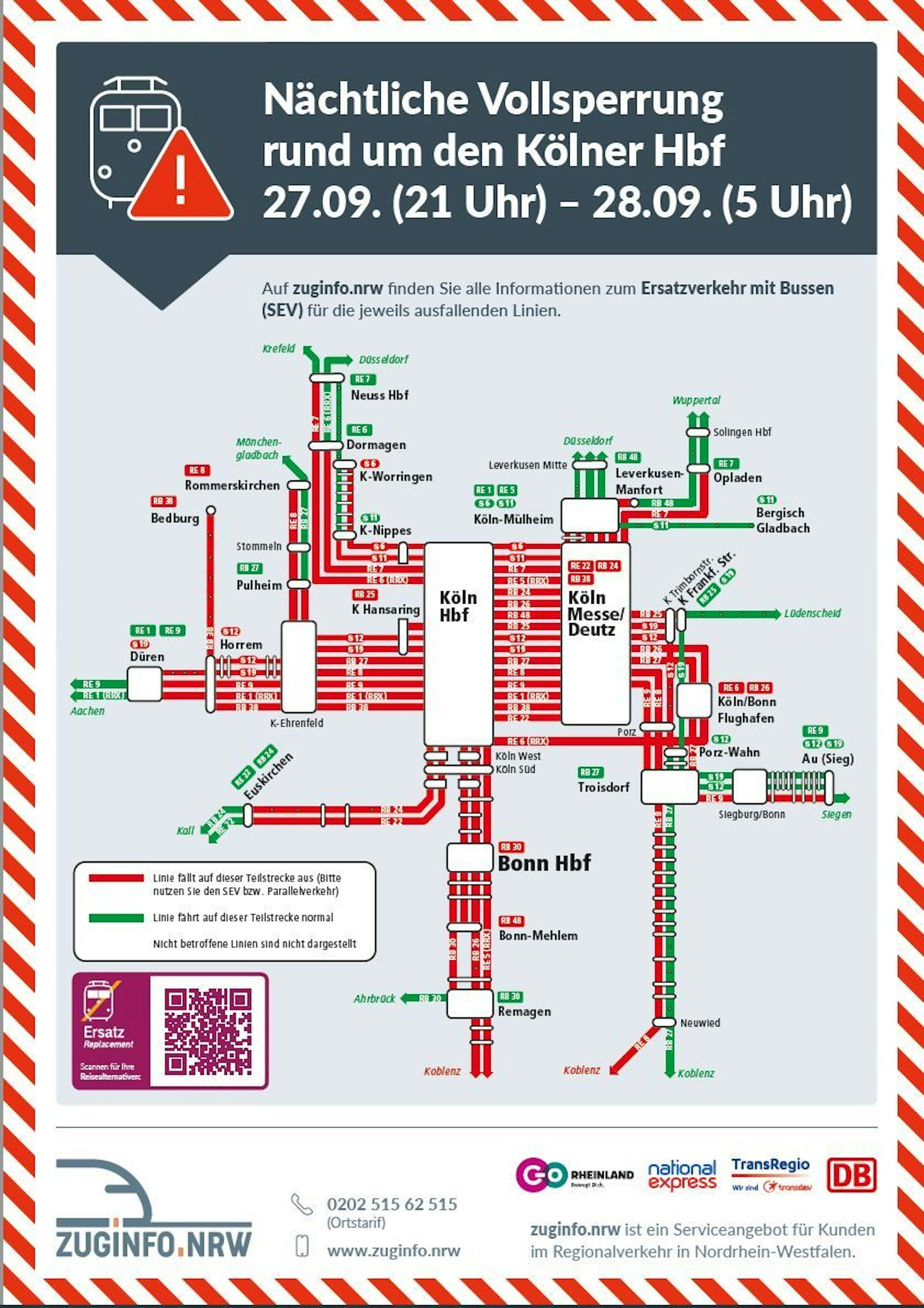 Sperrung des Kölner Hauptbahnhofs am 27./28.9.2024
