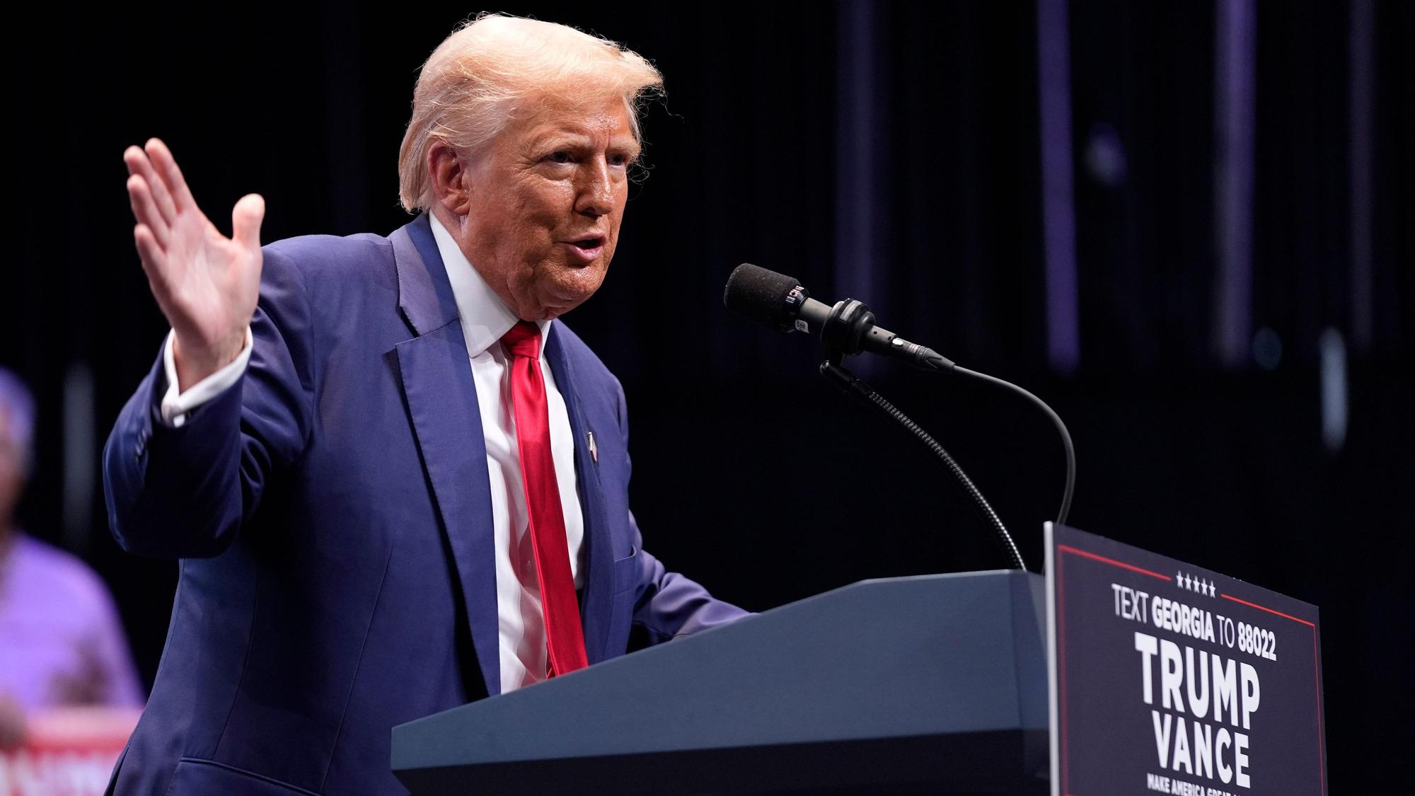 Der republikanische Präsidentschaftskandidat Donald Trump wirbt mit Steuerversprechen um internationale Firmen - darunter auch um deutsche Autobauer.