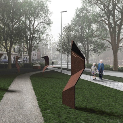 Auf dem Bild ist der Entwurf der Gedenkestätte zu sehen.