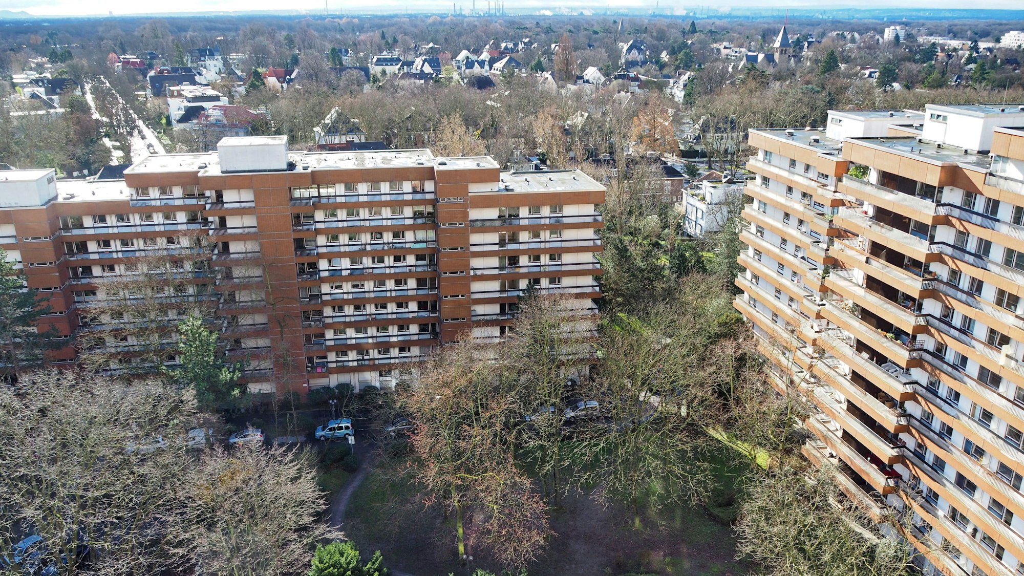 Zu sehen ist der Wohnpark Bayenthal von oben.