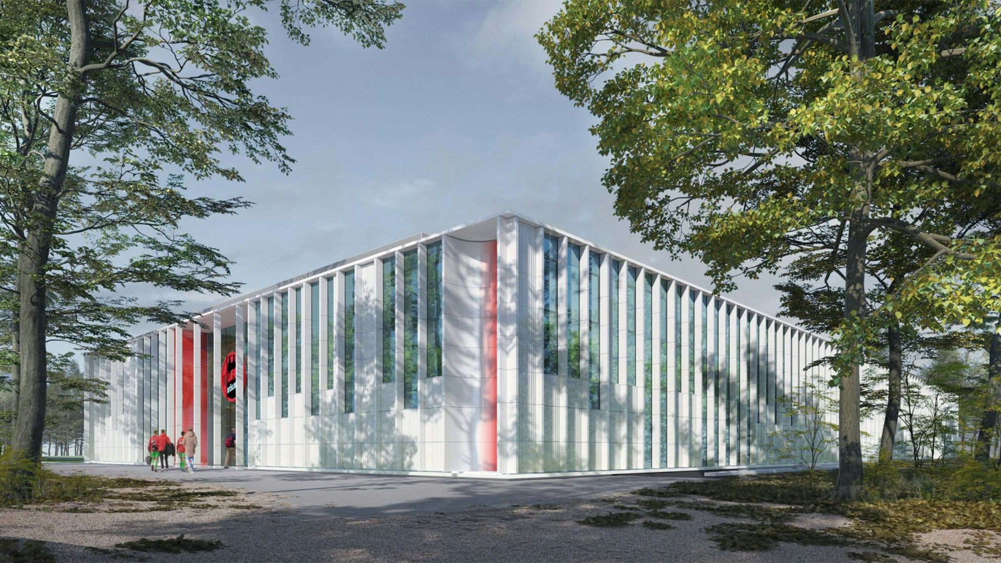 Visualisierung des geplanten Nachwuchsleistungszentrums des 1. FC Köln im Grüngürtel.