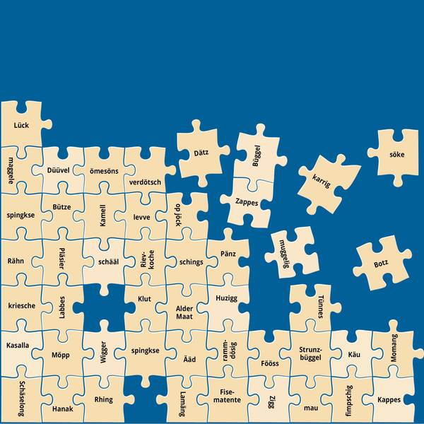 Kölsche Wörter stehen auf Puzzlesteine