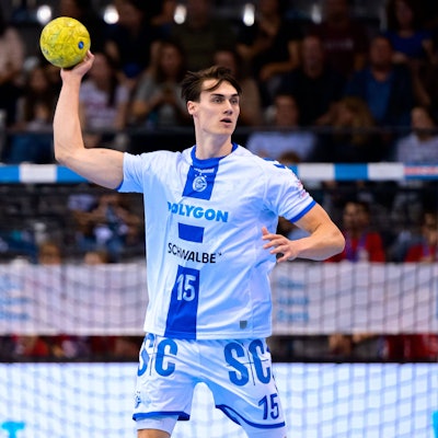 Miro Schluroff setzt mit dem Ball in der Hand zum Wurf an.