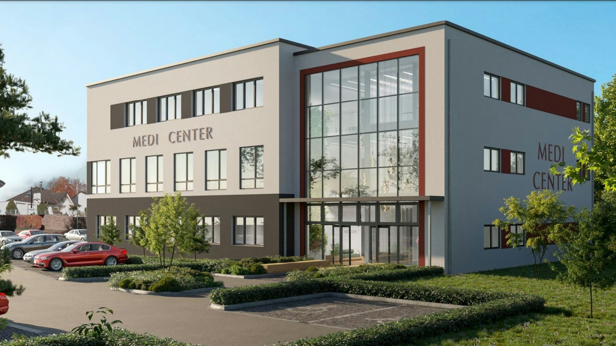 Eine Visualisierung des Medicenter Nümbrecht mit KMVZ.