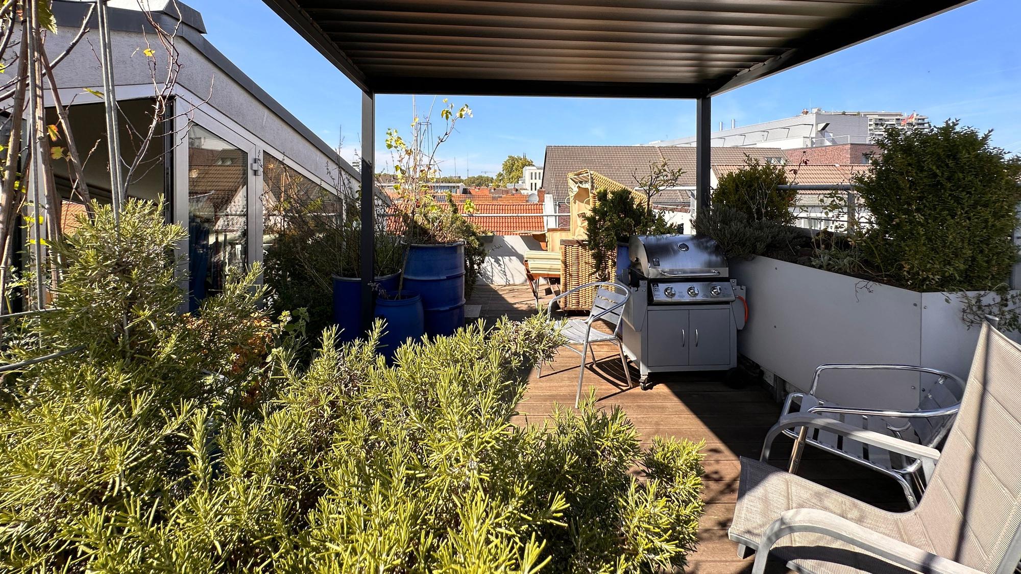 Die Dachterrasse ist auch begrünt