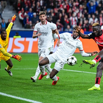 Victor Boniface Bayer Leverkusen erzielt das Tor zum 1:0
