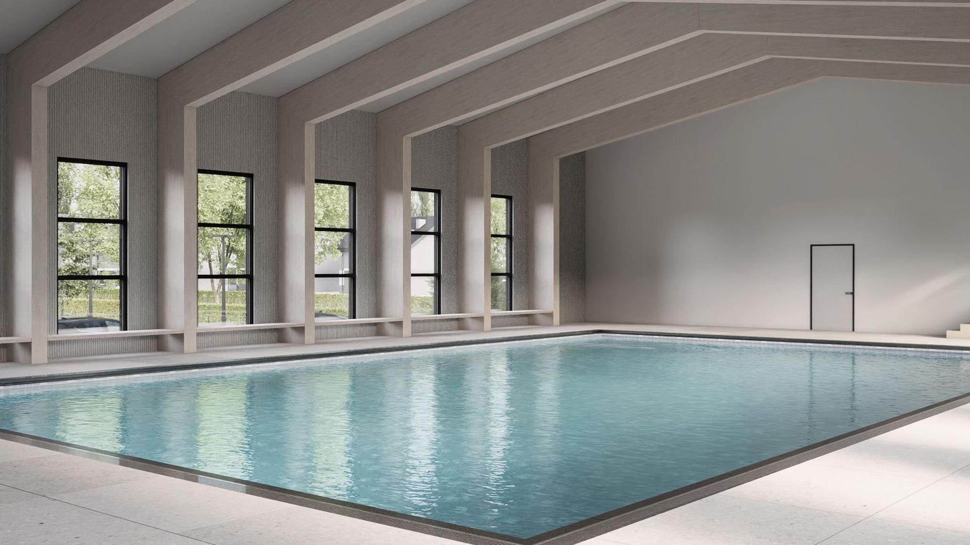 Eine Wasserfläche für Wesentliche: Becken im Hallenmodell der Freistil GmbH.