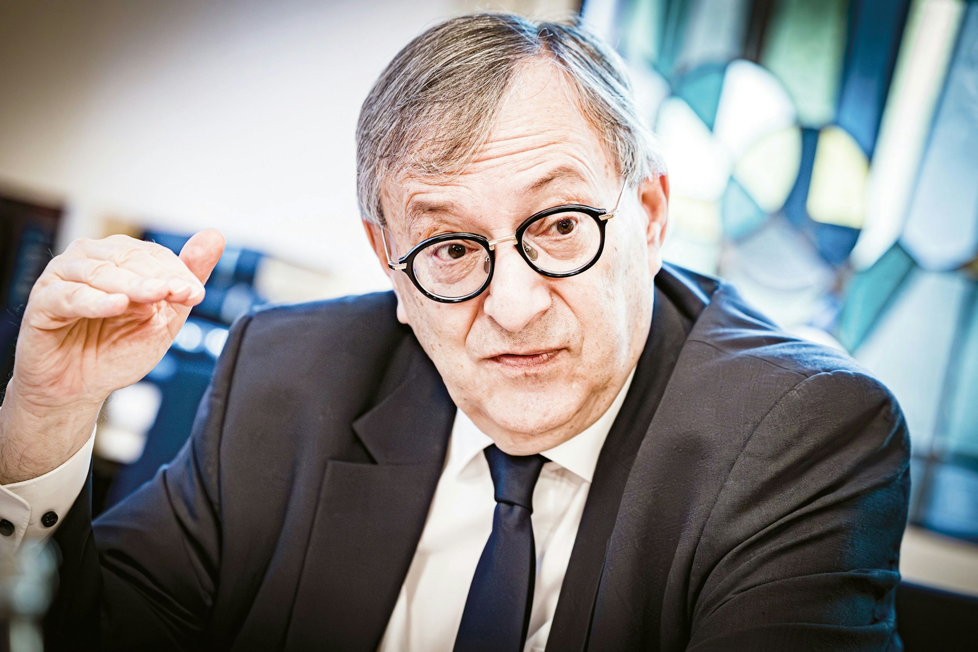 Abraham Lehrer (auch Abraham Joseph ‚Ebi‘ Lehrer, geboren am 14. April 1954 in New York City) ist Vorsitzender der Synagogen-Gemeinde Köln, Präsident der Zentralwohlfahrtsstelle der Juden in Deutschland (ZWST) und Vizepräsident des Zentralrats der Juden in Deutschland. Foto: Meike Böschemeyer