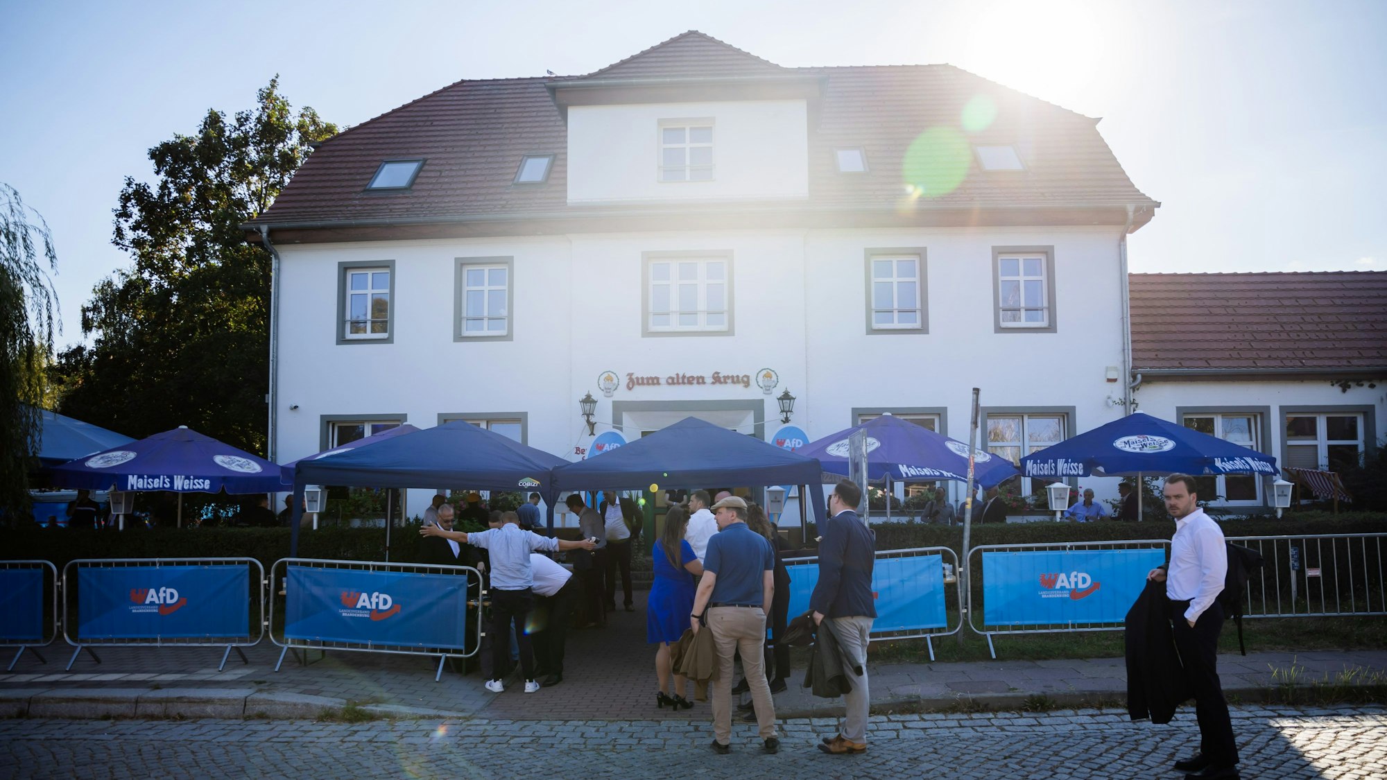 Der Gasthof in Potsdam-Marquardt, in dem die Wahlparty der Brandenburger AfD am 22. September stattfindet.