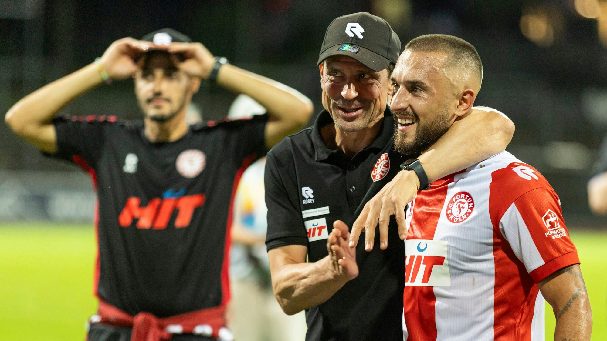 Regionalliga West Fortuna Köln - 1. FC Düren, 09.08.2024 Matthias Mink Fortuna Köln, Cheftrainer mit Stipe Batarilo Fortuna Köln, 8. Regionalliga West, Fortuna Köln - 1. FC Düren, 3. Spieltag, am 09.08.2024, Südstadion, Köln *** Regionalliga West Fortuna Köln 1 FC Düren, 09 08 2024 Matthias Mink Fortuna Köln, head coach with Stipe Batarilo Fortuna Köln, 8 Regionalliga West, Fortuna Köln 1 FC Düren, Matchday 3, on 09 08 2024, Südstadion, Cologne Copyright: xBEAUTIFULxSPORTS/Meuselx