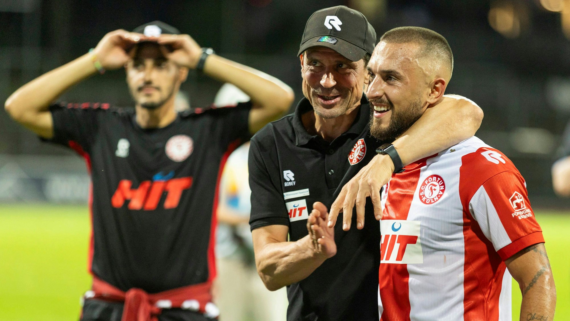 Regionalliga West Fortuna Köln - 1. FC Düren, 09.08.2024 Matthias Mink Fortuna Köln, Cheftrainer mit Stipe Batarilo Fortuna Köln, 8. Regionalliga West, Fortuna Köln - 1. FC Düren, 3. Spieltag, am 09.08.2024, Südstadion, Köln *** Regionalliga West Fortuna Köln 1 FC Düren, 09 08 2024 Matthias Mink Fortuna Köln, head coach with Stipe Batarilo Fortuna Köln, 8 Regionalliga West, Fortuna Köln 1 FC Düren, Matchday 3, on 09 08 2024, Südstadion, Cologne Copyright: xBEAUTIFULxSPORTS/Meuselx