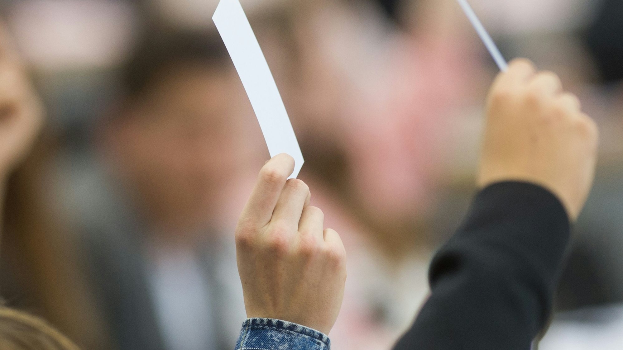 Stimmkarten sind zu sehen.