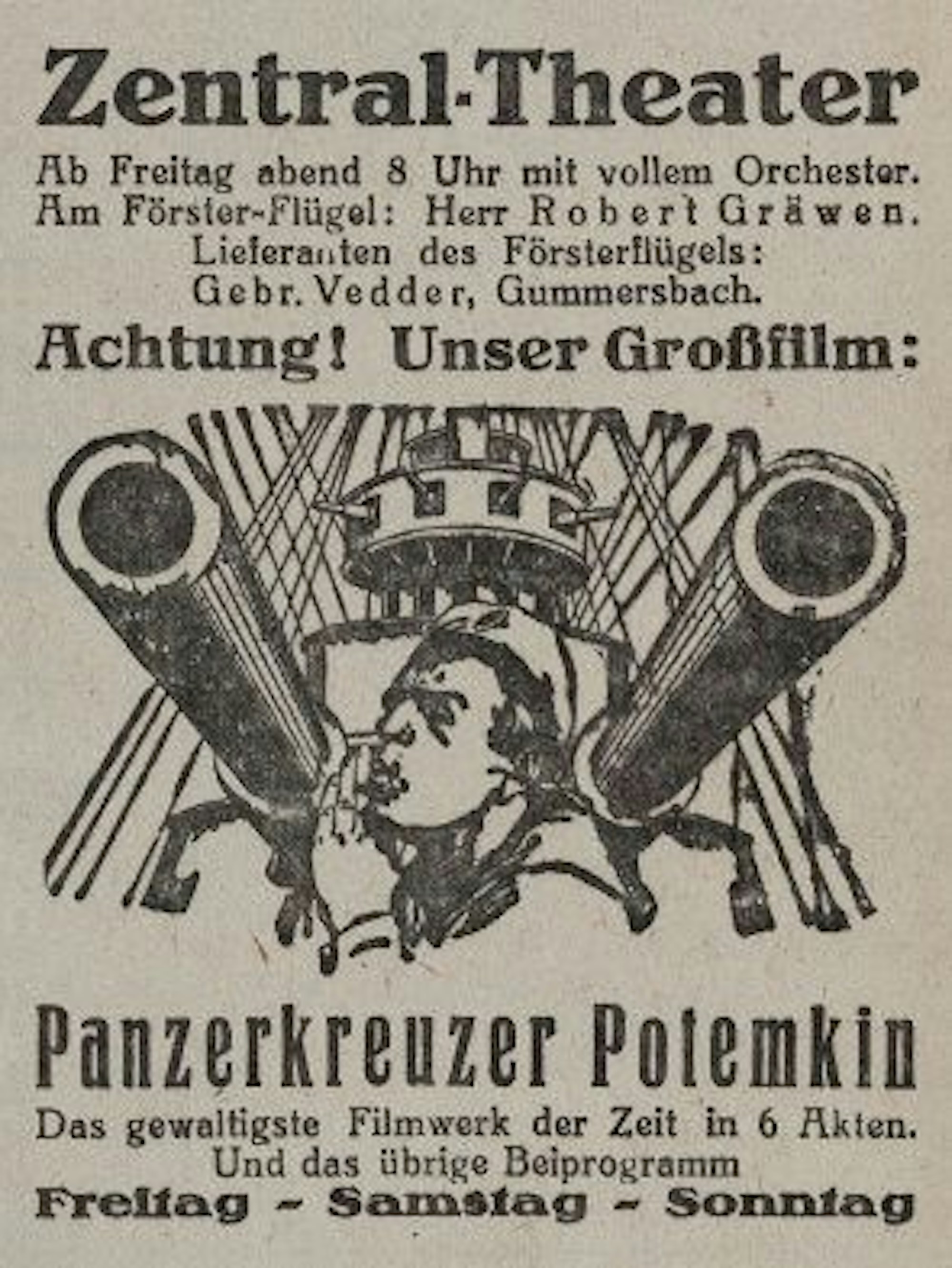 Altes Filmplakat: „Panzerkreuzer Potemkin“.