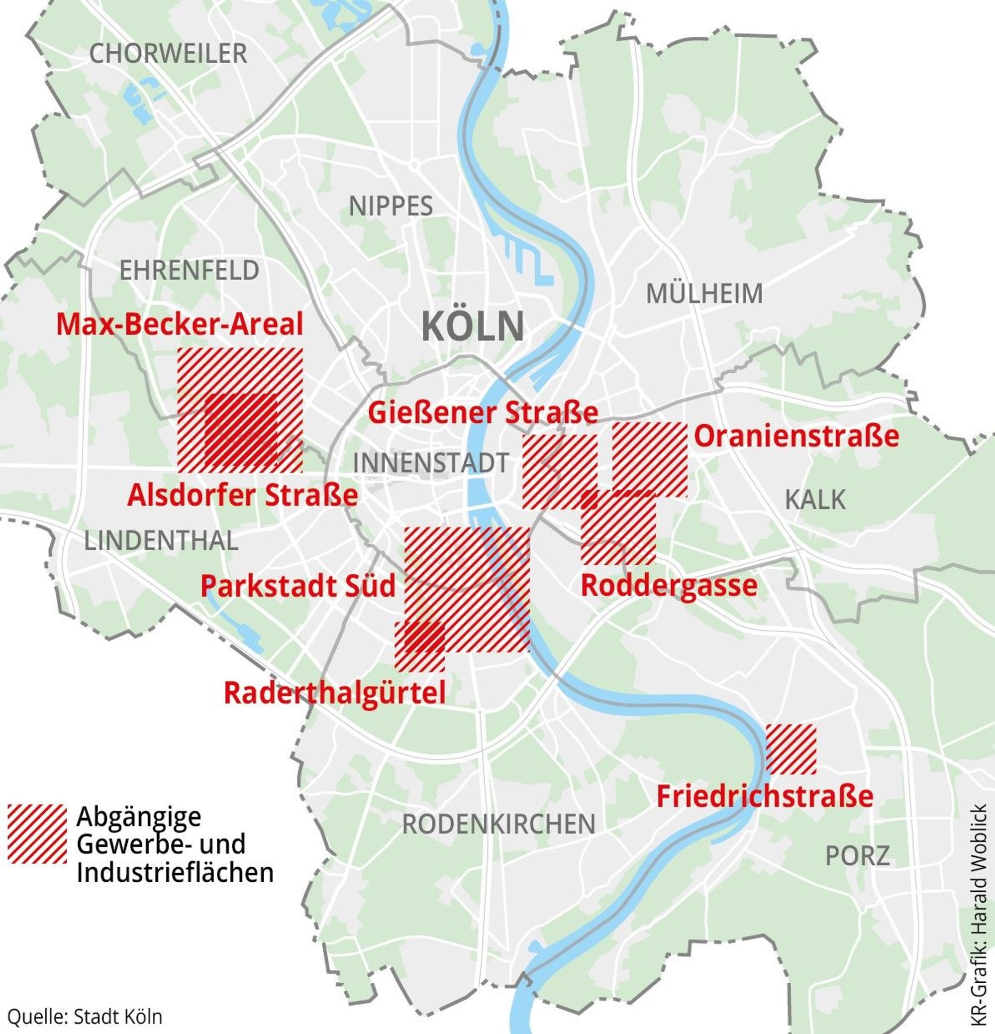 Wegfallende Gewerbegebiete