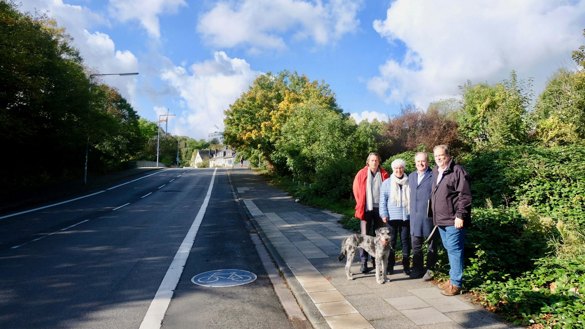 Roland Schüler, Hildgard Jahn-Schnelle, Anton Bausinger und Harald Schäfer (v.l.) an der Stelle der Wendelinstraße, von der künftig eine Spur auf dem Militärring führt.
