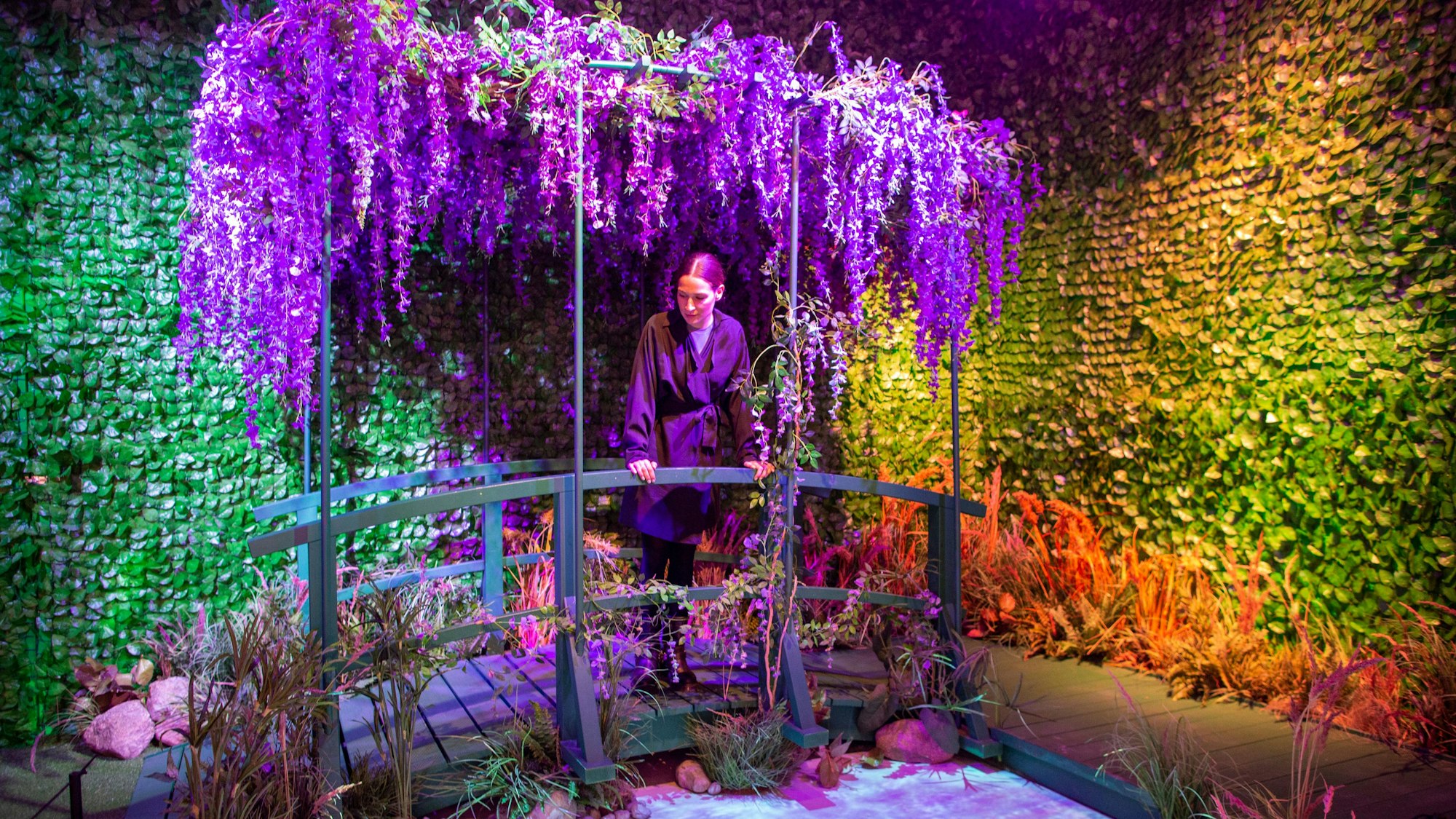 Die japanisches Brücke und der Seerosenteich in Monets Garten.