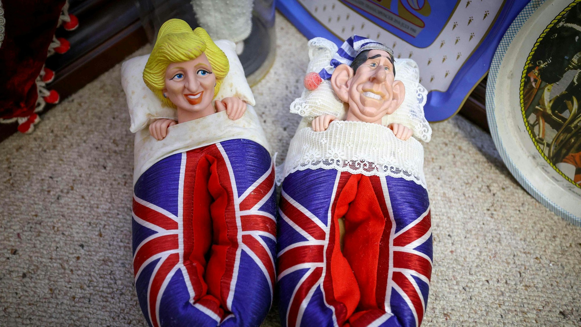 Items are displayed from Jan Hugo's collection of memorabilia of the British royal family, at her home near the town of Cessnock on October 15, 2024.