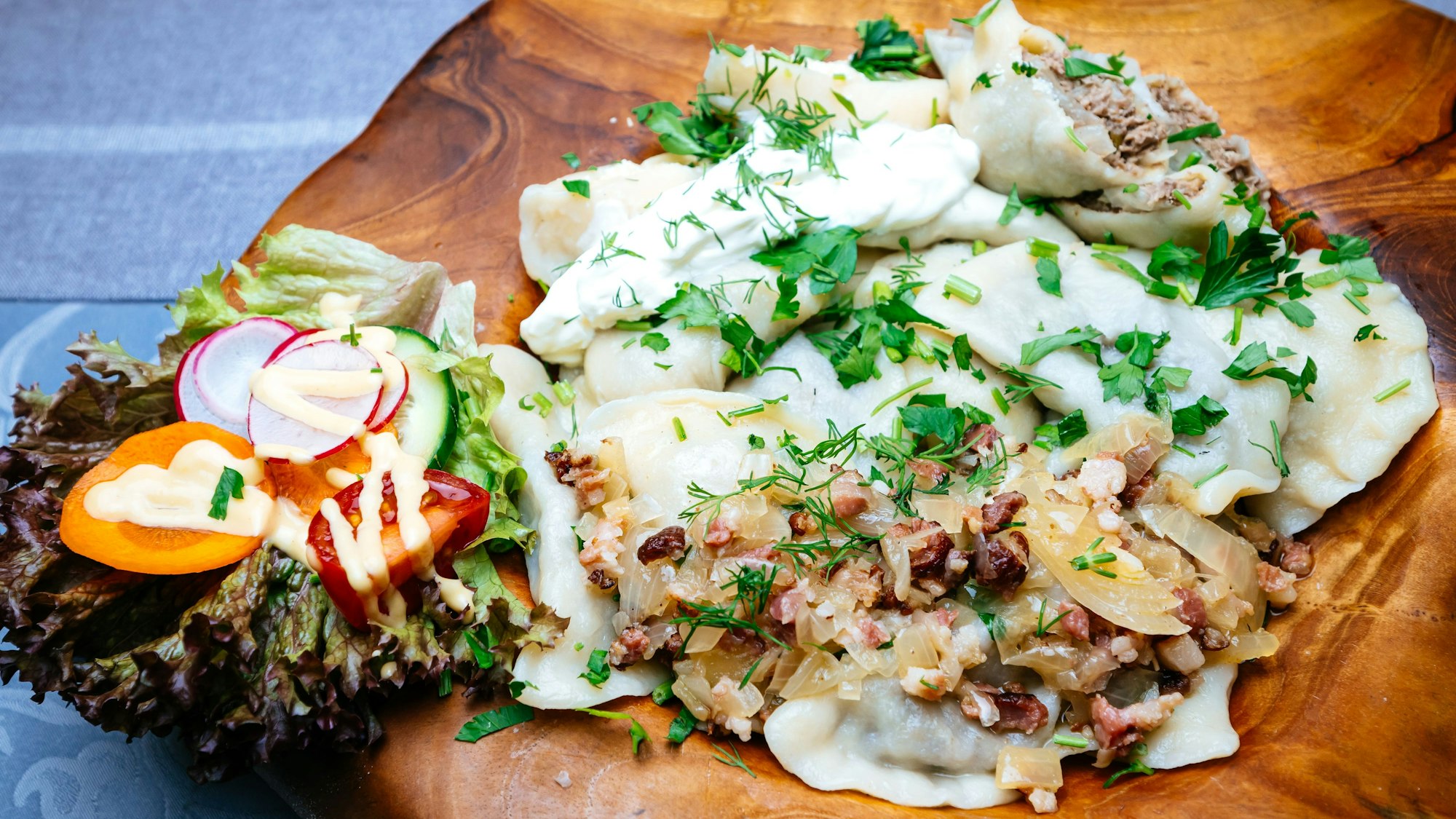 Eine Pierogi-Auswahl im Restaurant Maxima.