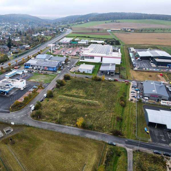 Das Luftbild zeigt das Gewerbegebiet in Mechernich-Kommern.