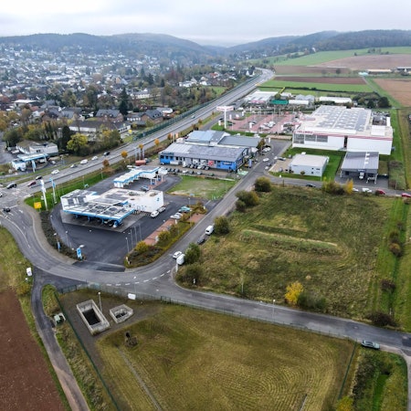 Das Luftbild zeigt das Gewerbegebiet in Mechernich-Kommern.