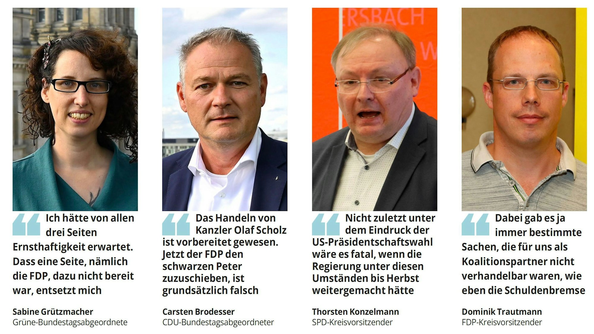 Oberbergische Politiker nehmen Stellung zum Bruch der Ampel-Koalition.